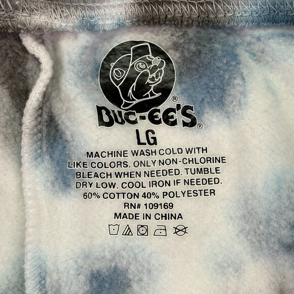 Buc-ee’s Tie Dye Blue Brown White Fleece Jogger Logo Sweatpants Size L - Picture 4 of 10